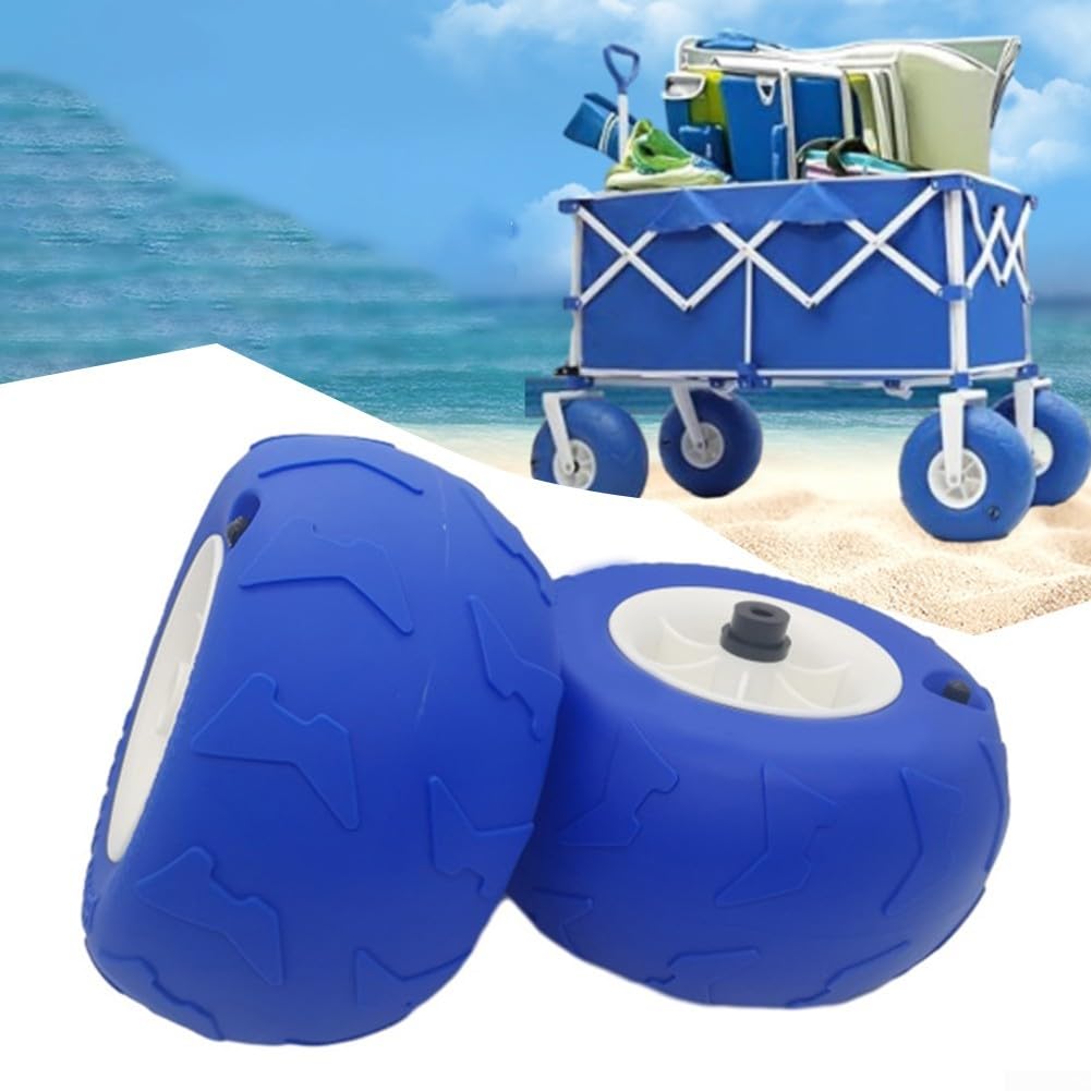 2 ruote di ricambio per carrello da spiaggia, pneumatici a palloncino da 22 x 11,4 cm, per carrello kayak, ampie ruote di sabbia da campeggio, pneumatici ad aria in PVC con mozzo