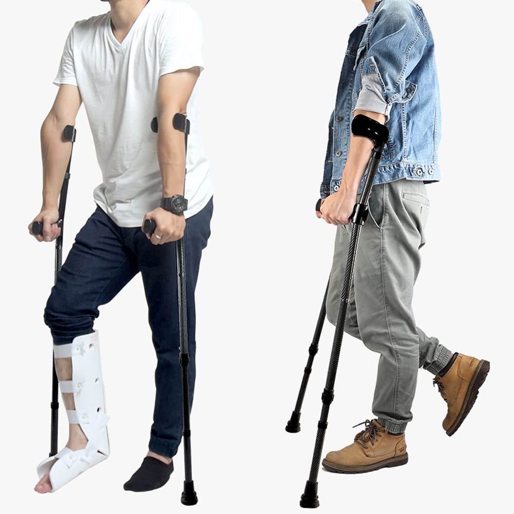 Muletas Plegables Adulto, Muletas Ortopédicas con Mango de Goma y Punta Antideslizante, 1 Unidad, Negro