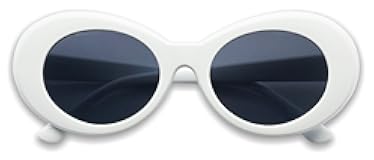 White Colorful Oval Clout Goggles Bold Retro Thick MOD 51mm Round Lens Sunglasses