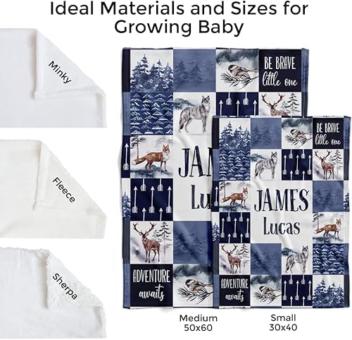 Miniatura 5 de MDPrints Global Woodland - Mantas de bebé personalizadas para niños, regalos de bebé personalizados con nombre, manta de bebé personalizada, regalo