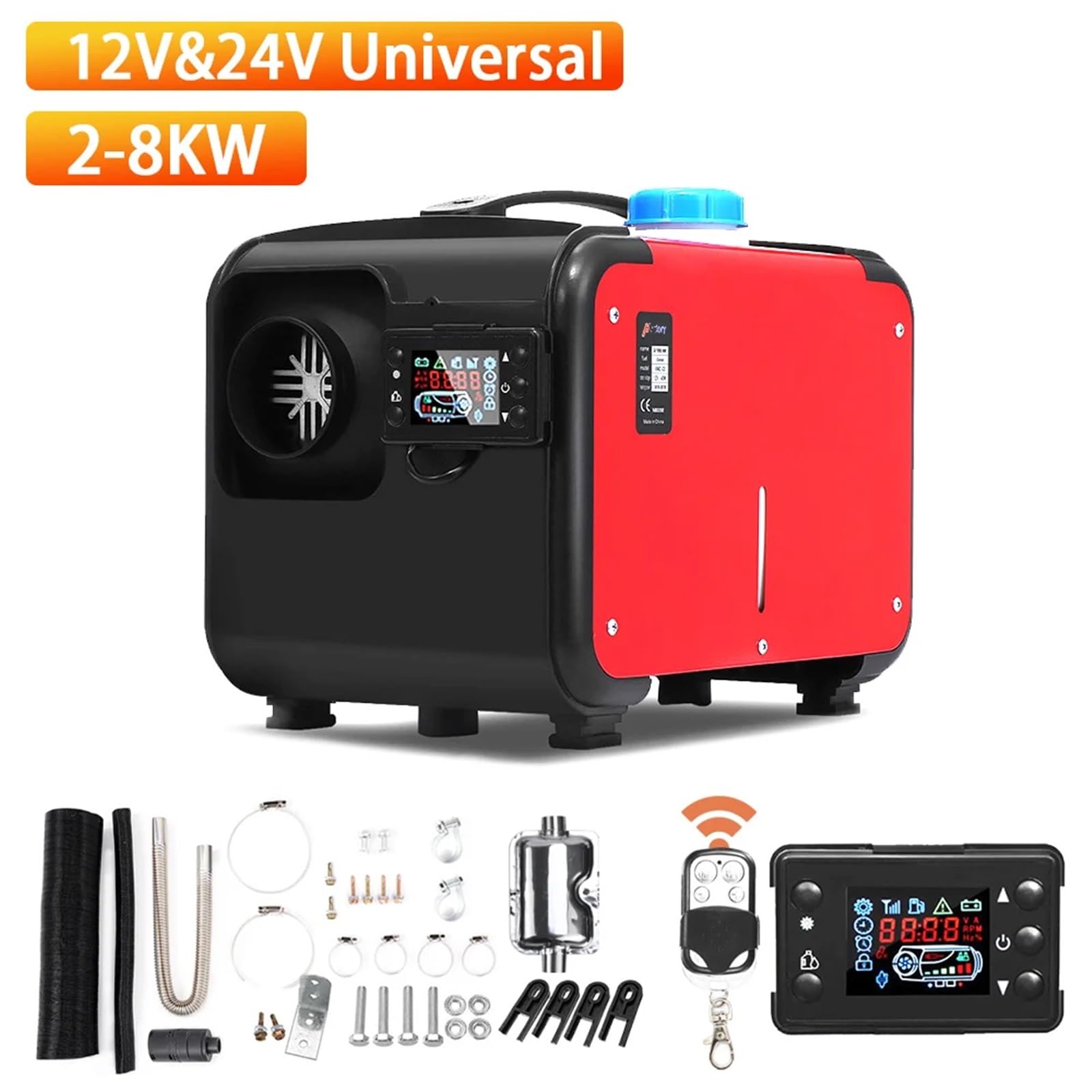nagrzewnica pomocnicza 12V i 24V 5KW-8KW Samochodowy podgrzewacz diesla, powietrza, postojowy, przełącznik LCD do samochodu, jachtu, łodzi, podobny