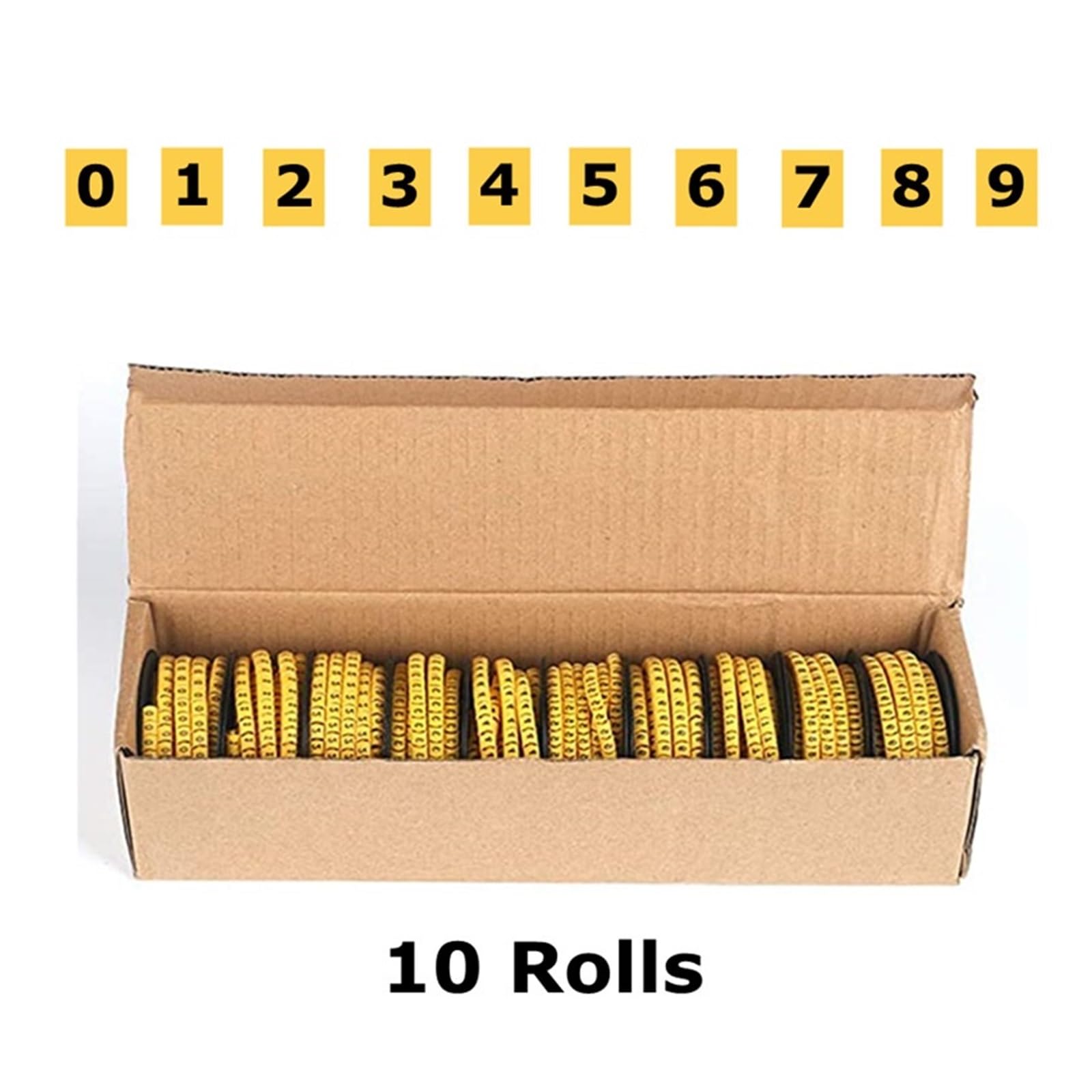10 Rollen Draht Kabelmarkierer Kabelschlauch PVC Nummer 0-9