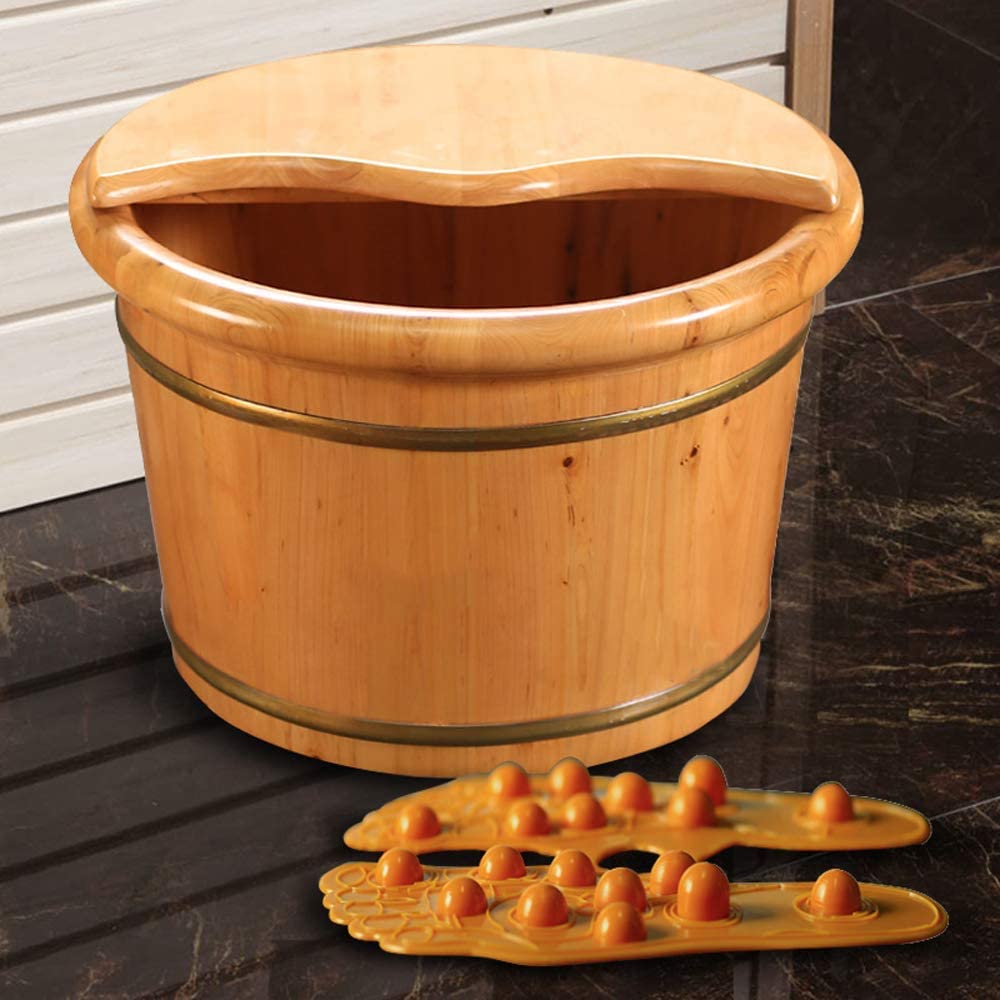 Cilindro per pediluvio in cedro, barilotto per pediluvio con coperchio, piccolo barilotto di legno per pediluvio, barilotto per pediluvio femminile secchio per la salute domestica in legno 26 cm (Log