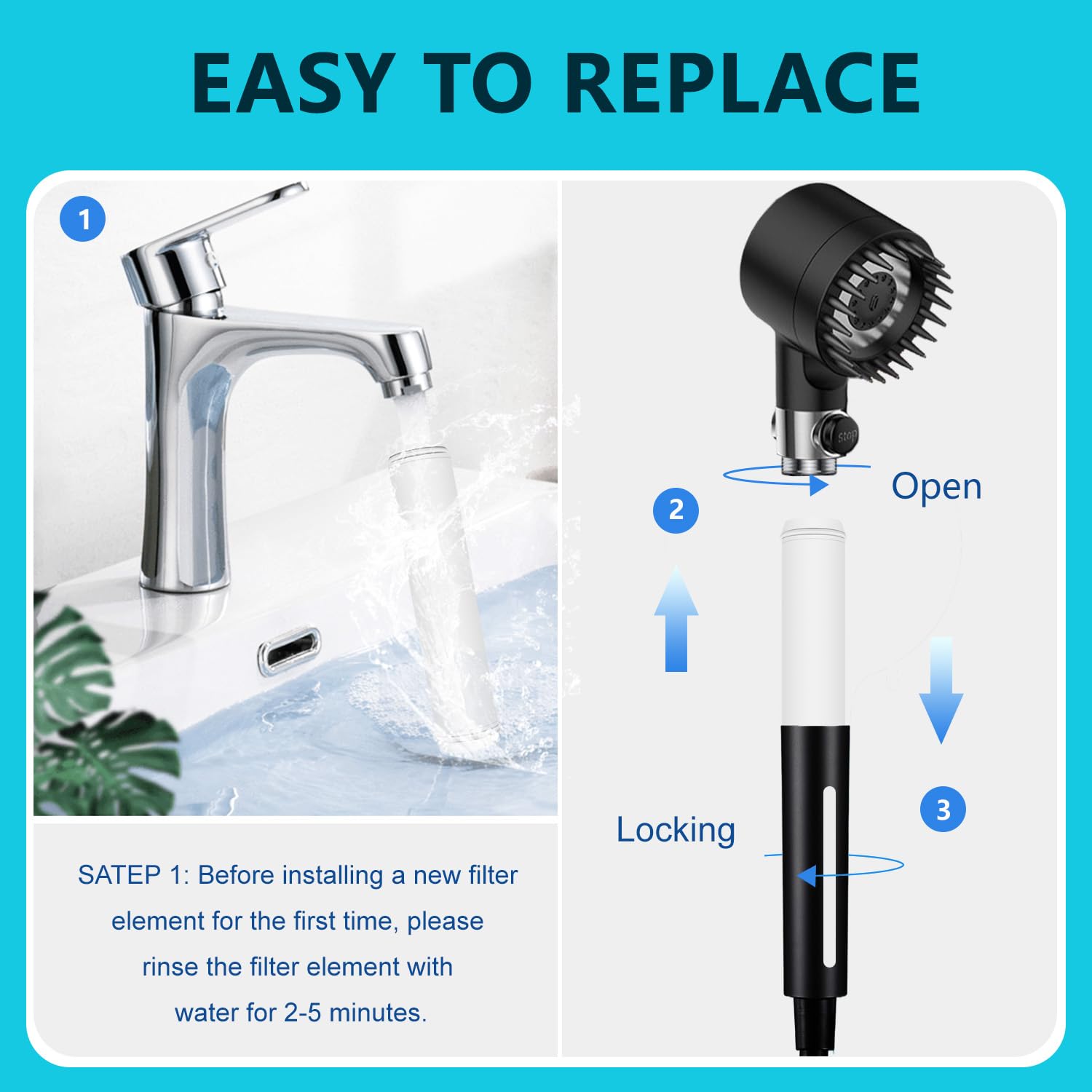 Paquete de 2 cartuchos de filtro de ducha de repuesto compatibles con cabezal de ducha de mano PWERAN, filtro suavizante de agua para agua dura, reduce el cloro y las sustancias nocivas