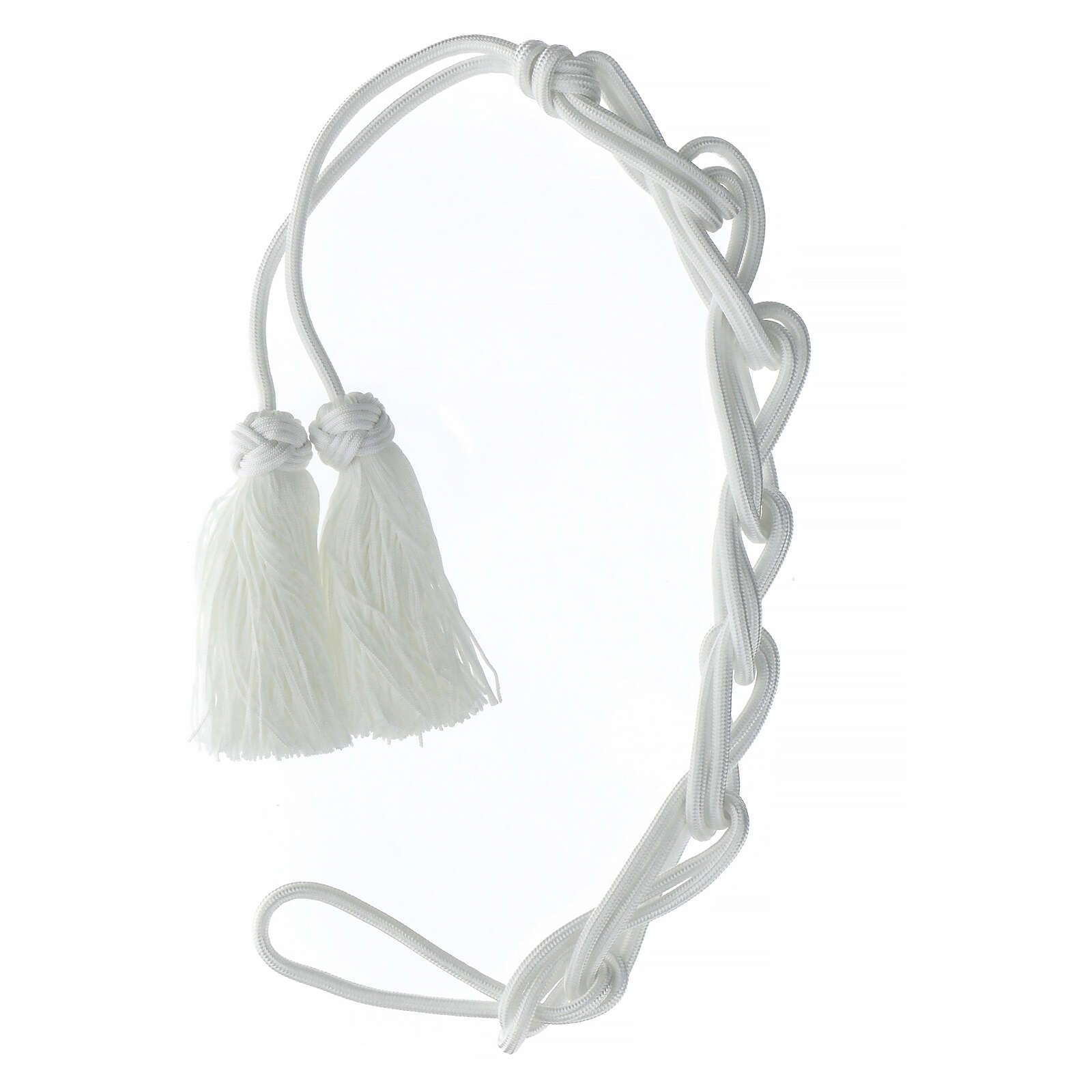Cordon pour Aube sacerdotale Monochrome Blanc Noeud Salomon Gland Frange chainette