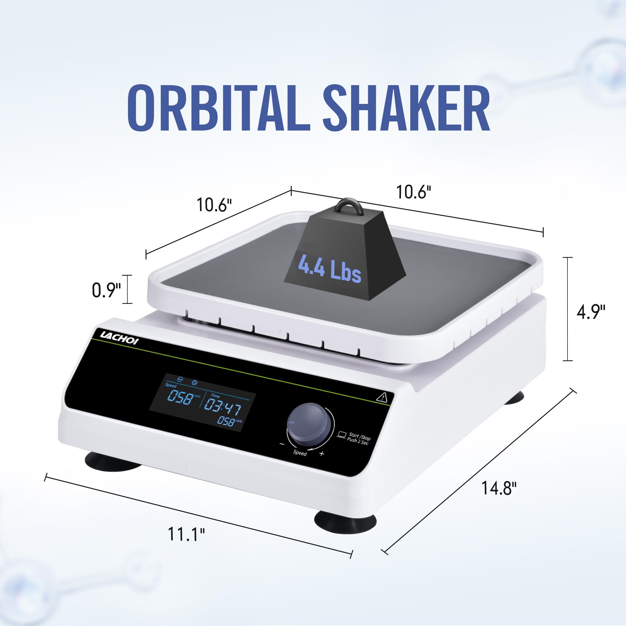 Agitador orbital LCD de 40 a 300 rpm, capacidad de 2 kg, agitador orbital digital con temporizador y modo continuo para laboratorio, universidad