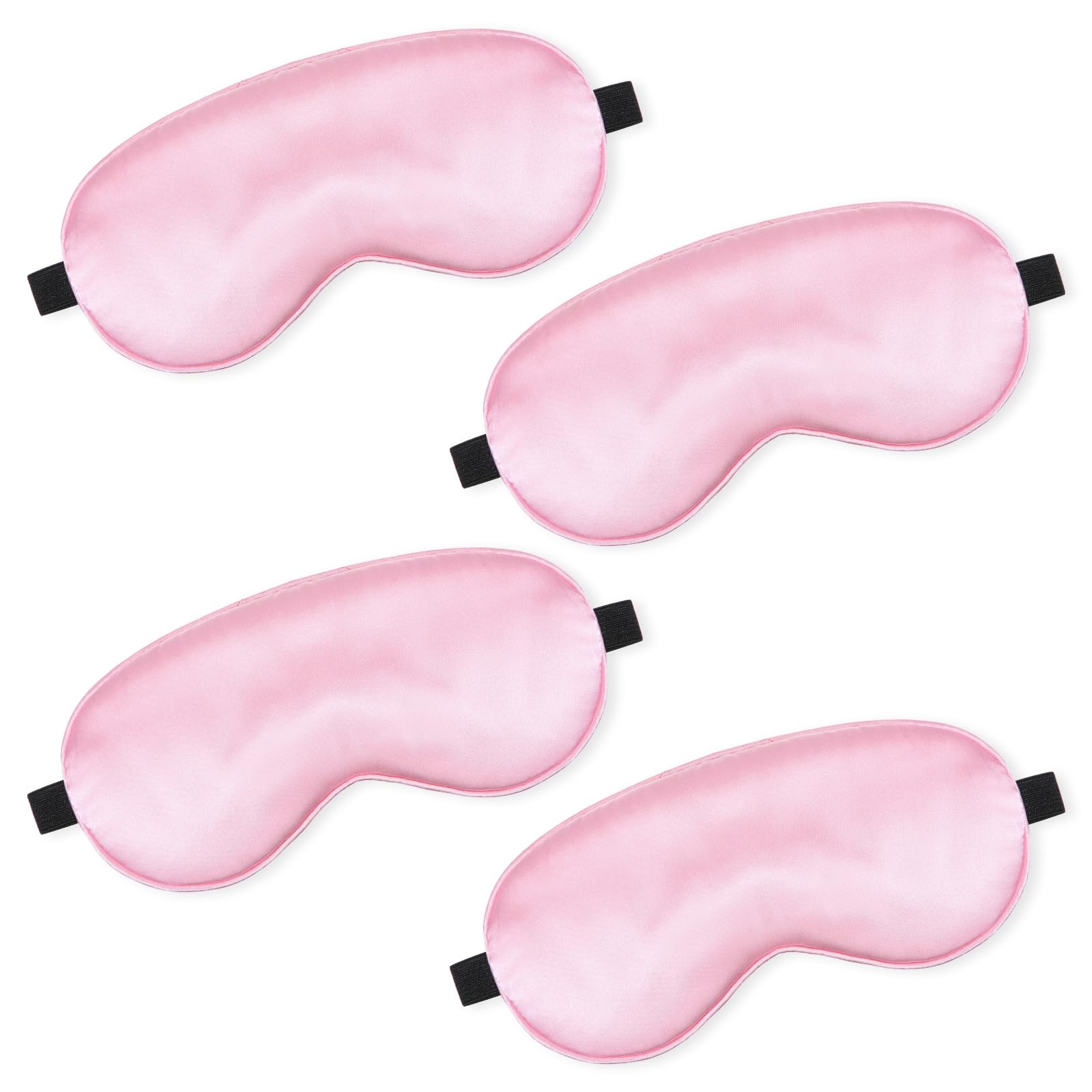 BBTO 4 Pcs Silk Sleep Mask Smooth Soft Eye Mask with Adjustable Shoulder Strap for Women Girl Sleep