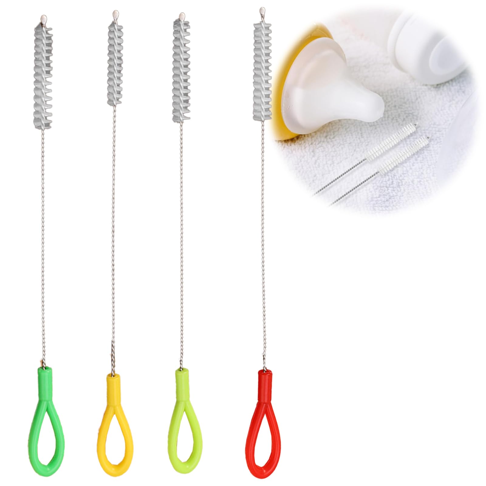 Jimkply 24 Pieces Straw Brush, Straw Cleaning Brush, 304 Stainless Steel Cleaning Brushes with Handle