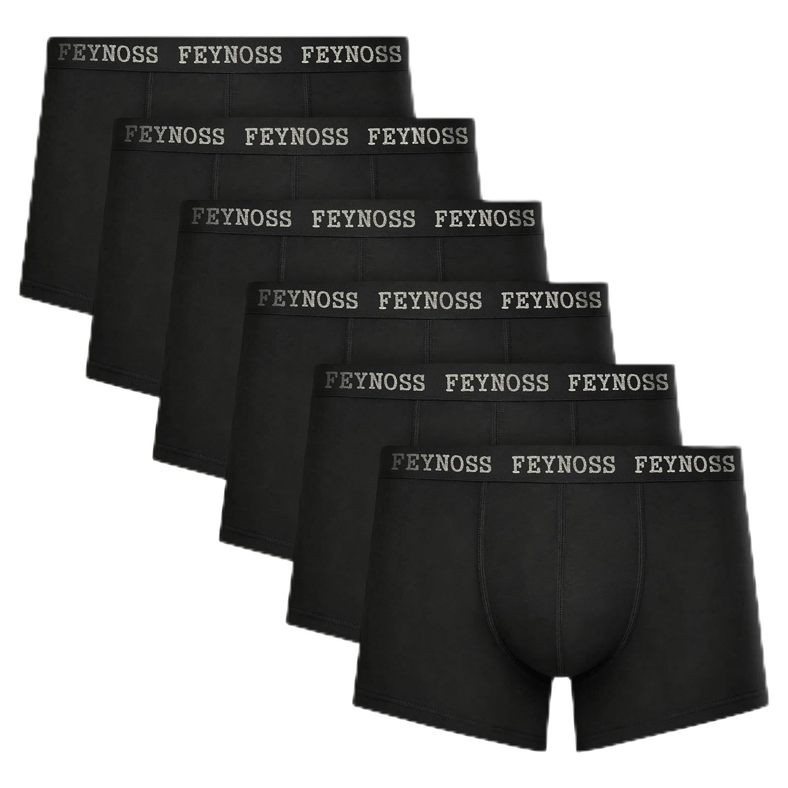 feynoss Boxershorts Herren 6er Pack, weich & atmungsaktiv, elastischer Bund ohne Einschneiden, Bequeme Unterhosen ohne Etikett für Alltag & Sport