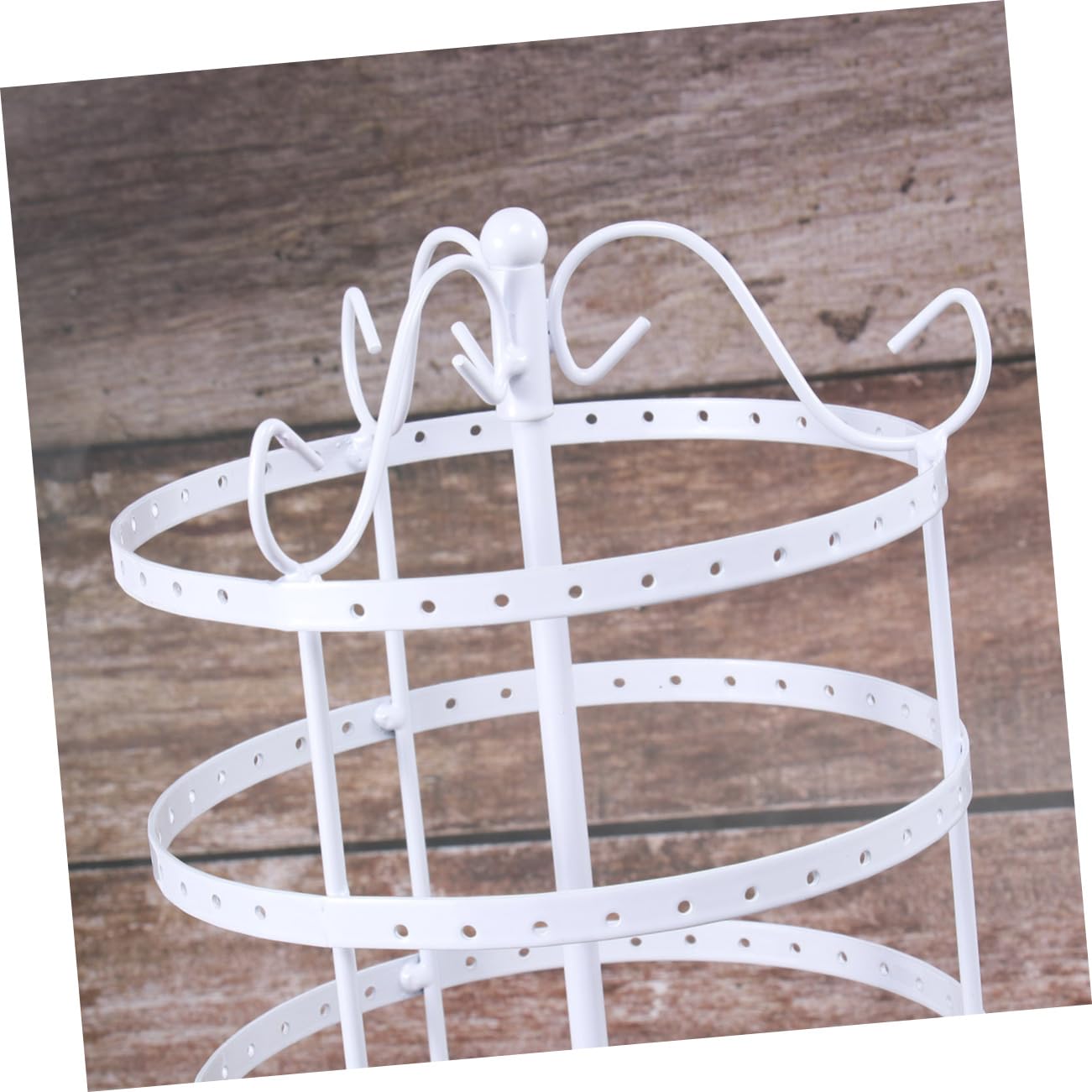 Ipetboom Espositore per Orecchini Girevole a 4 Livelli 144 Fori Bianco | Supporto Rotondo in Metallo Resistente, per Negozi e Casa, Adatto a Ragazze e Donne