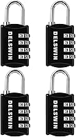 Vista 13 de DELSWIN Cerradura de Combinación Pequeña para Casillero - 4Paquete de Cerraduras para Equipaje Reajustables para Mochila Maleta - Candado Combo