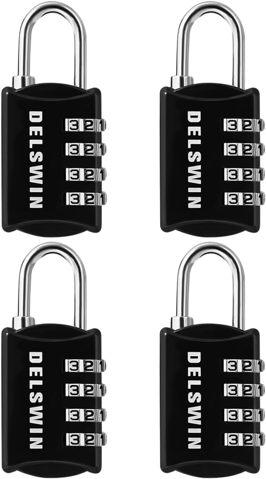 Combination-Padlock 4-Digit-Gym-Locker-Lock - 4 PCS Resettable Combo Lock for Toolbox School Employee Locker Weatherproof Travel Lock for Luggage Backpack Gate Shed