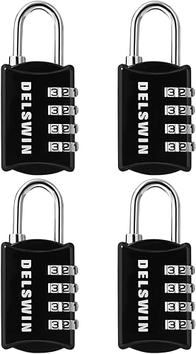 DELSWIN Cerradura de combinación pequeña para taquilla, mini cerradura combinada de 4 dígitos para mochila y equipaje, candado de combinación para
