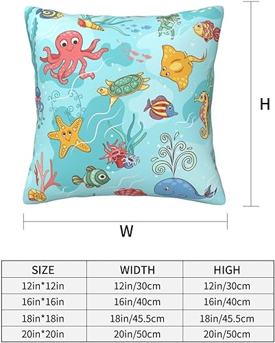Miniatura 2 de Fundas de almohada decorativas de 12 x 12 pulgadas, diseño de peces de dibujos animados azules y estrellas de mar, fundas de cojín decorativas para