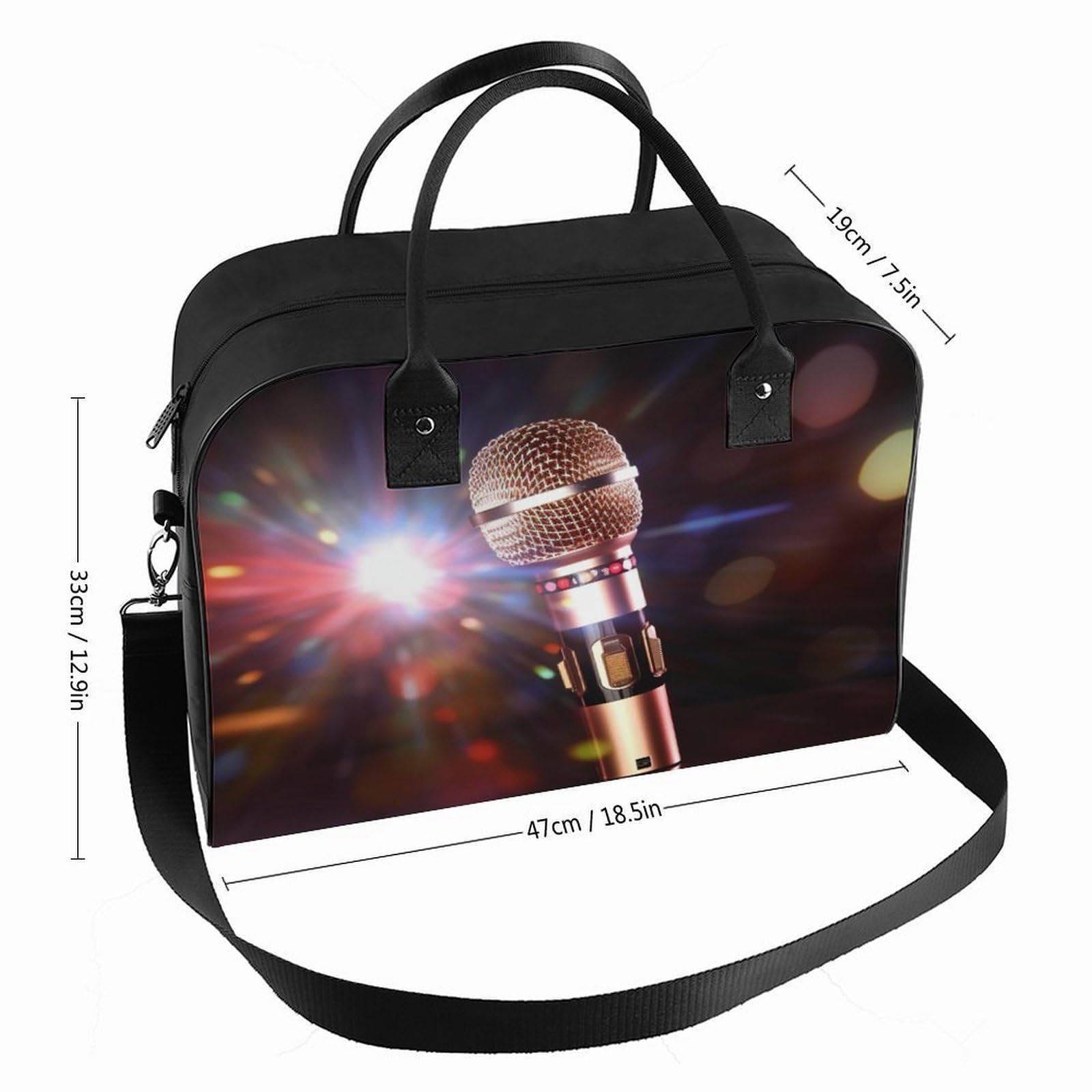 Karaoke Microphone Laptop Tote Bag Casual Travel Handbag Multi Pocket Shoulder Bags for Work Travel