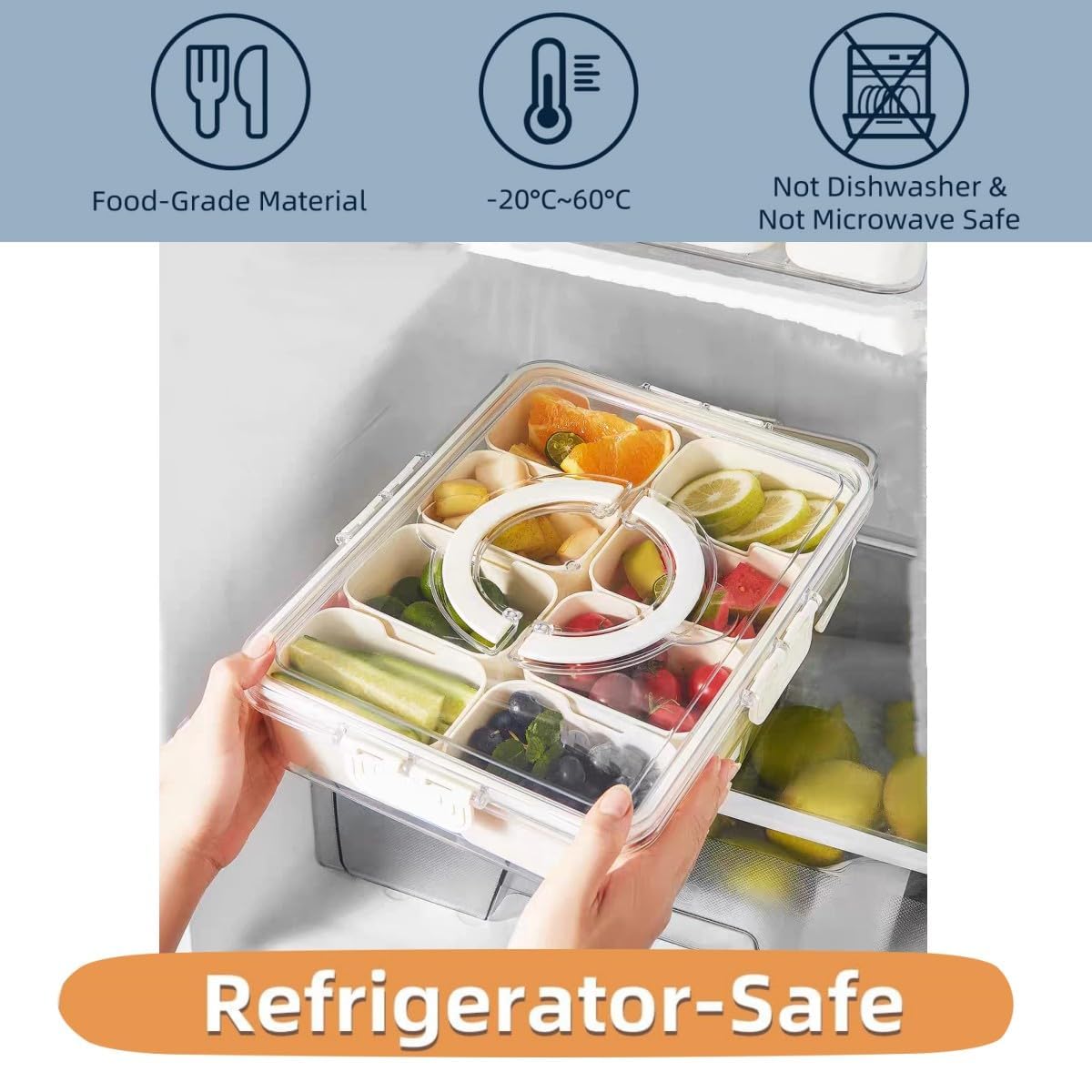 Porta Yogur Snack Box,Cuencos Aperitivos Con 8 Compartimentos Extraíbles Y Tapa Para Snacks Frutas Postre Nueces,Caja Organizadora Aperitivos,Bandeja Dividida Para Refrigerios En Fiestas Para Casa,Picnic,Pubs Popcorn Bowl