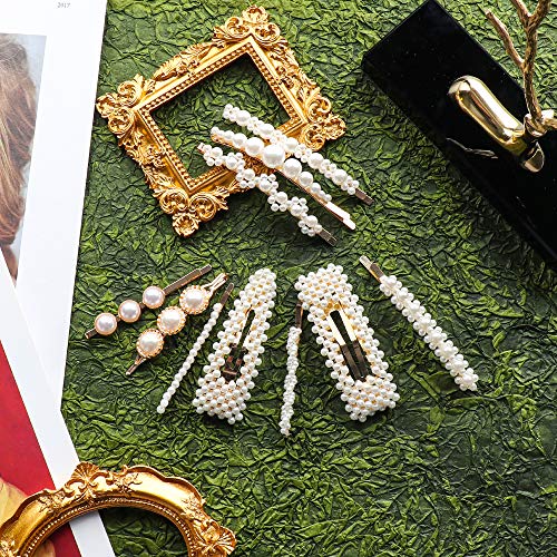 Pearls Hair Clips,28 Pcs Pearls Hair Barrettes Acrylic Resin Sweet Handmade bobby pins Hairpin Headwear Hair Accessories Headwear for Women and Girls