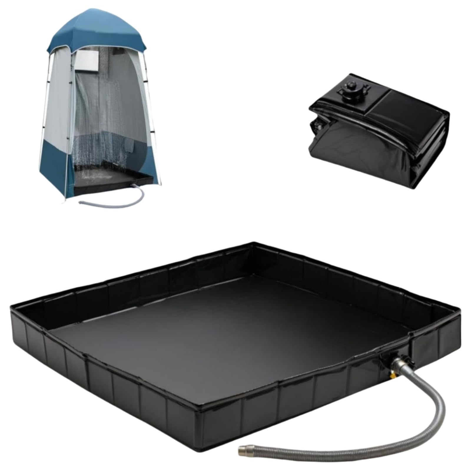Genérico Portatil Plato De Ducha para Camping, Base De Ducha Plegable PortáTil, Multifuncional para Exteriores E Interiores, con DesagüE para Caravanas Playa, Alfombrilla Impermeable