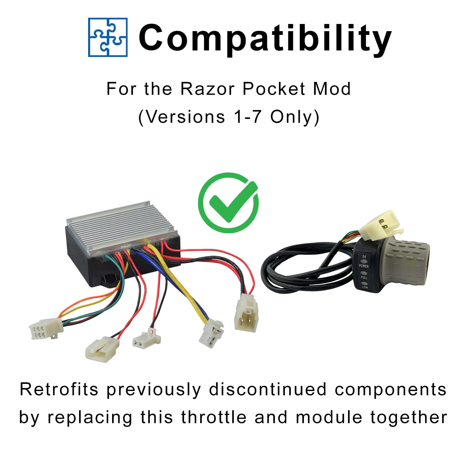 AlveyTech 24 Volt HB2430-TYD6-FS-ROHS Controller for The Razor Pocket Mod Classic Scooter (Versions 1-7)