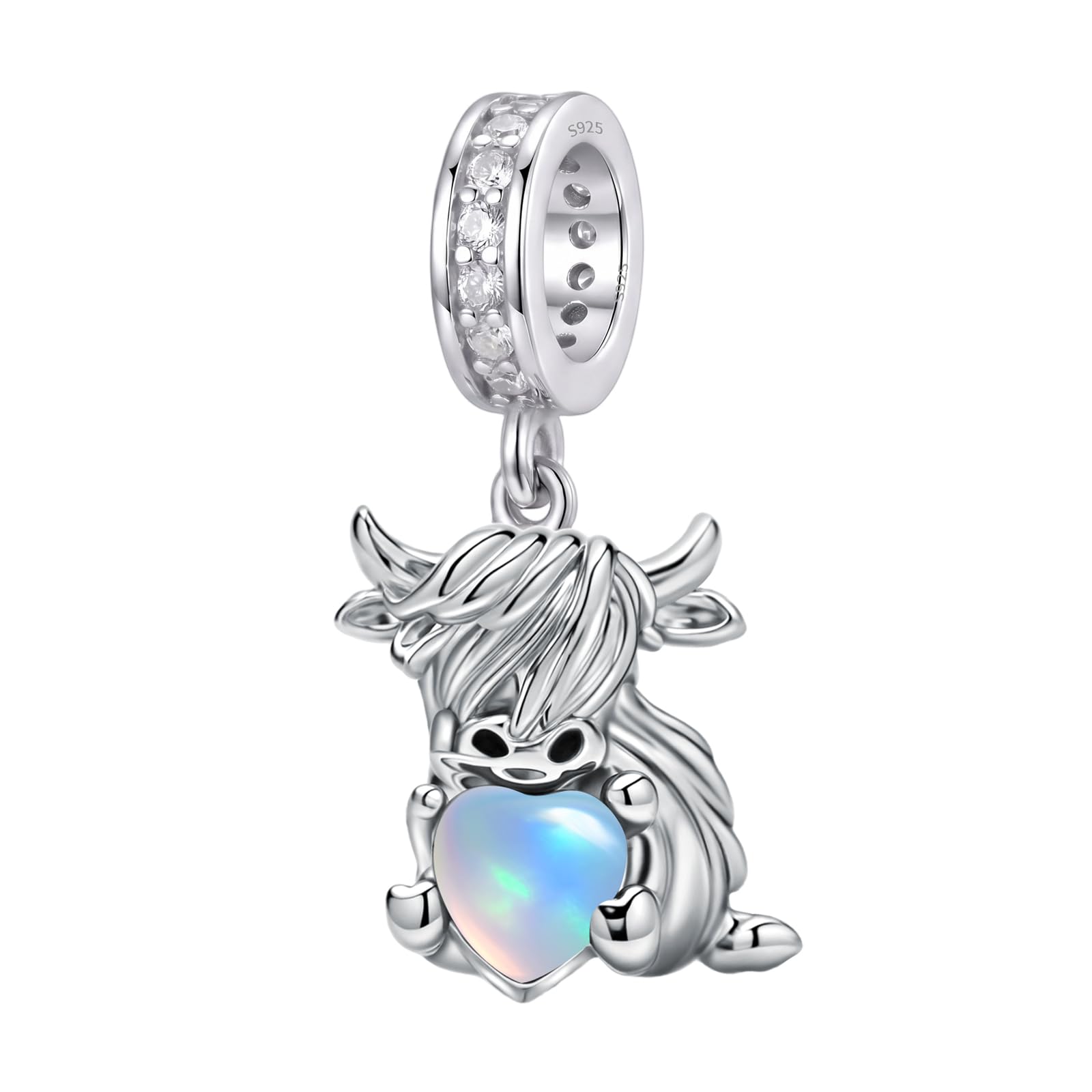 Highland Cow Armbänder Charms 925 Sterling Silber Hochland Kuh Bead Halskette Armband Schottland Schmuck Geschenke für Damen Mädchen Frauen