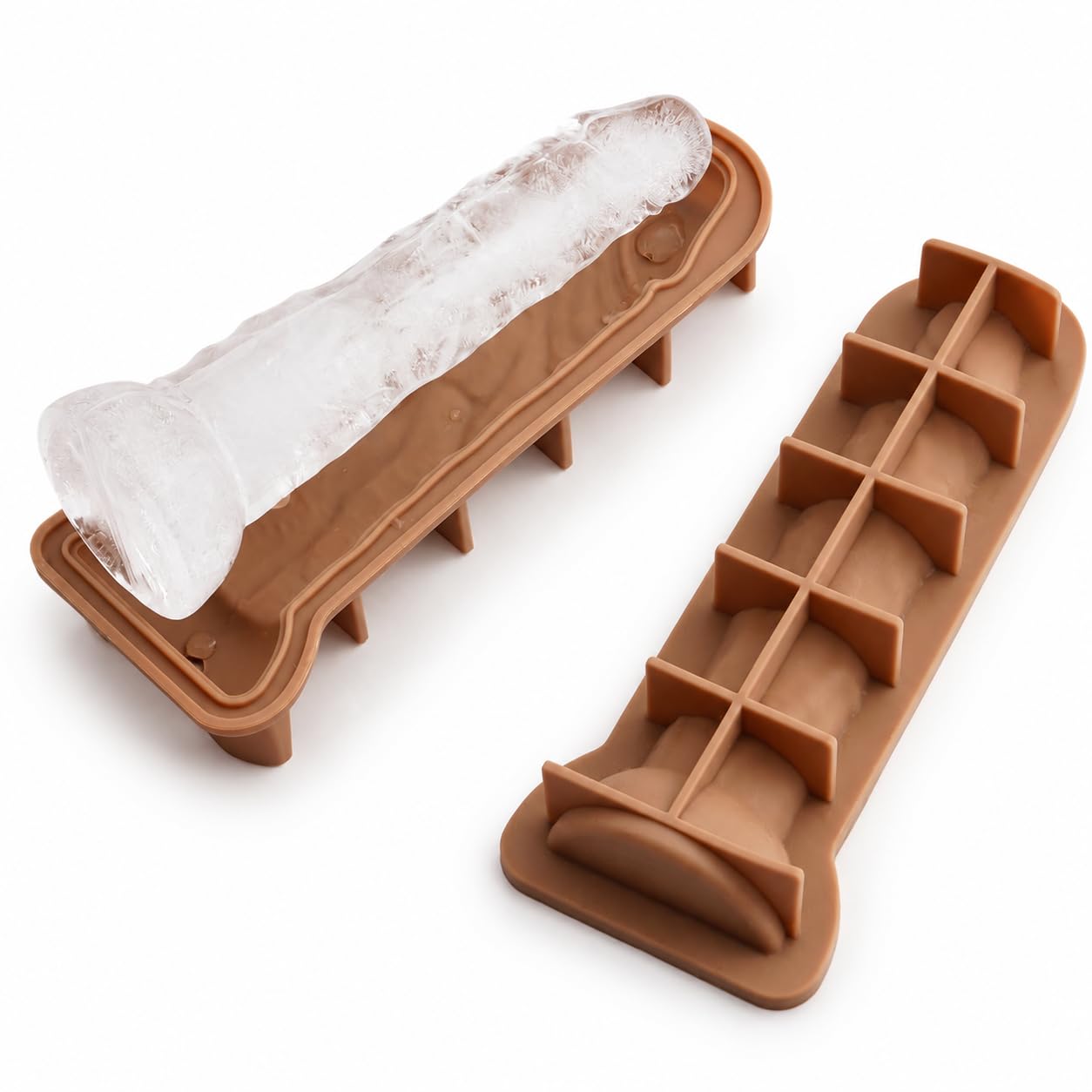Adult Prank Mold Tray,Funny Penis IceMold Silicone Mold,Extra Large Adult Prank Icecube Molds,Suitable for Freezers, Ice Drinks, Juices, Whiskey, Cocktails (Brown)