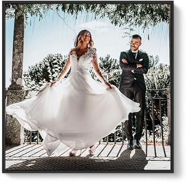 IDEA4WALL Custom Framed Canvas Prints with Your Photo for Wedding, Personalized Canvas Wall Art for Living Room, Bedroom-16x16 inches