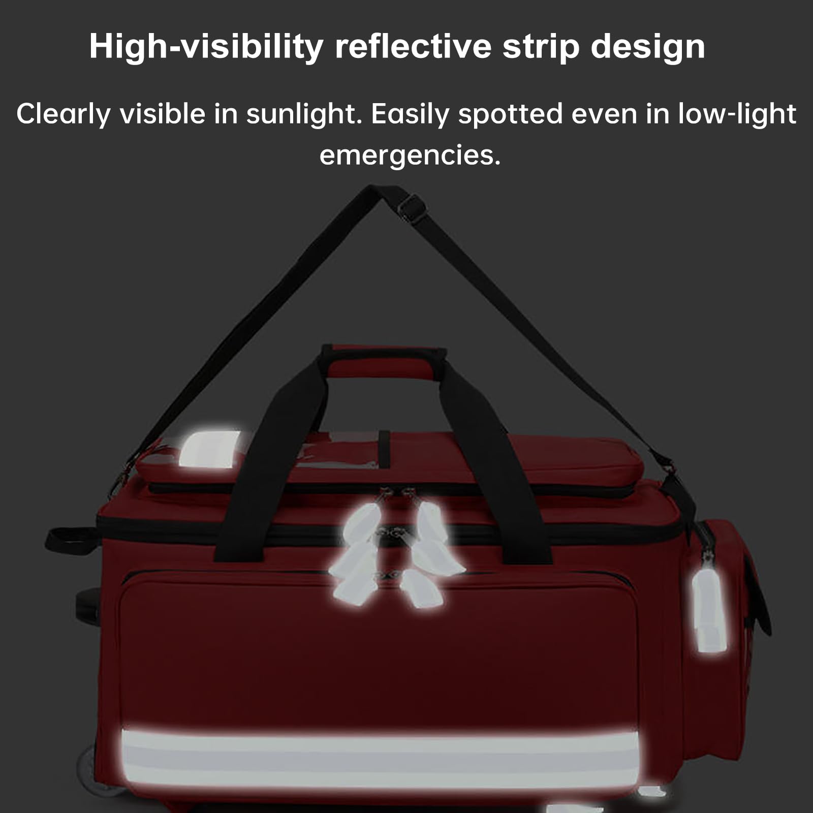Bolsa de equipo médico con compartimento expandible para archivos, tela Oxford impermeable, diseño de tira reflectante para actividades al aire libre, camping y senderismo