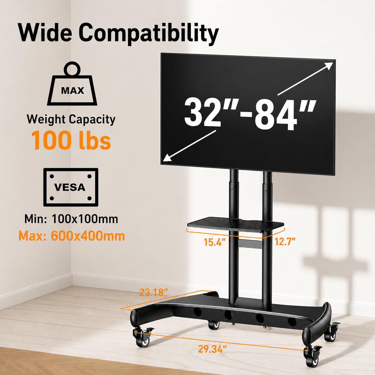 Soporte de TV con altura ajustable para televisores de pantalla plana de 32-70 pulgadas LCD LED 4K