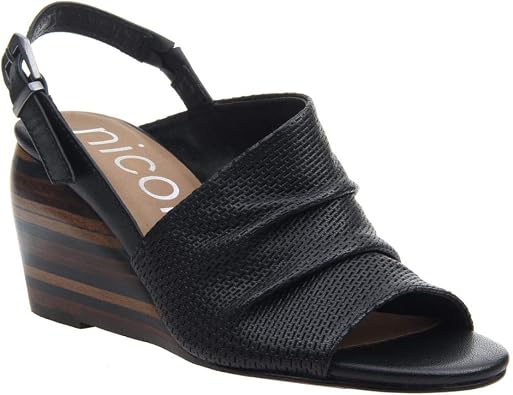 nicole New Womens Aziza Wedge Sandal Black 7.5