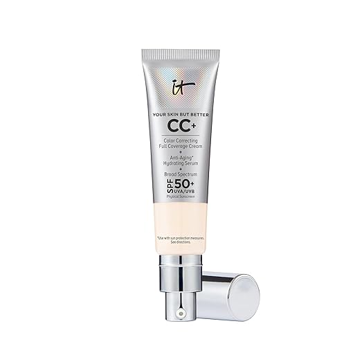 IT Cosmetics CC+ Cream - Natural Full Coverage Foundation With SPF 50+, Color Corrector & Anti-Aging Hydrating Serum, Hyaluronic Acid + Peptides, Lightweight Up To 24H Wear, All Skin Types- 1.08 fl oz - 01N Fair Porcelain (fair with neutral undertones)