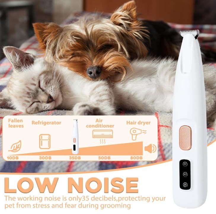 Image of Dog Trimmer, Saffory Paw Trimmer, Saffory Electric Dog Trimmer for Paws, Pet Paws Trimmer with Led Light, Rechargeable Low Noise Pet Trimmer Hair Clipper-1set White with Oil(1)