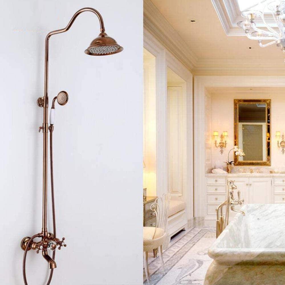 Ensemble de douche en bronze avec colonne télescopique or rose et titane