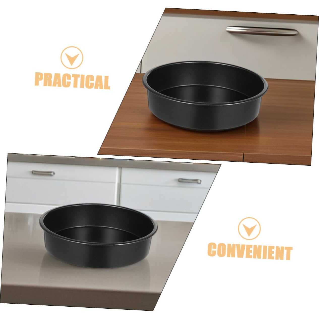 ULTECHNOVO Lot de 3 Moules à Gâteau Ronds Antiadhésifs, Acier au Carbone, Fond Fixe, pour Four et Mousse, Noir