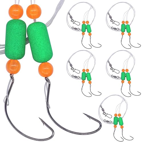 Miniatura 8 de Pompano-aparejos para surfear, pesca y agua salada, equipo con doble círculo y gancho de espacio ancho, paquete de 6 aparejos de pesca de surf