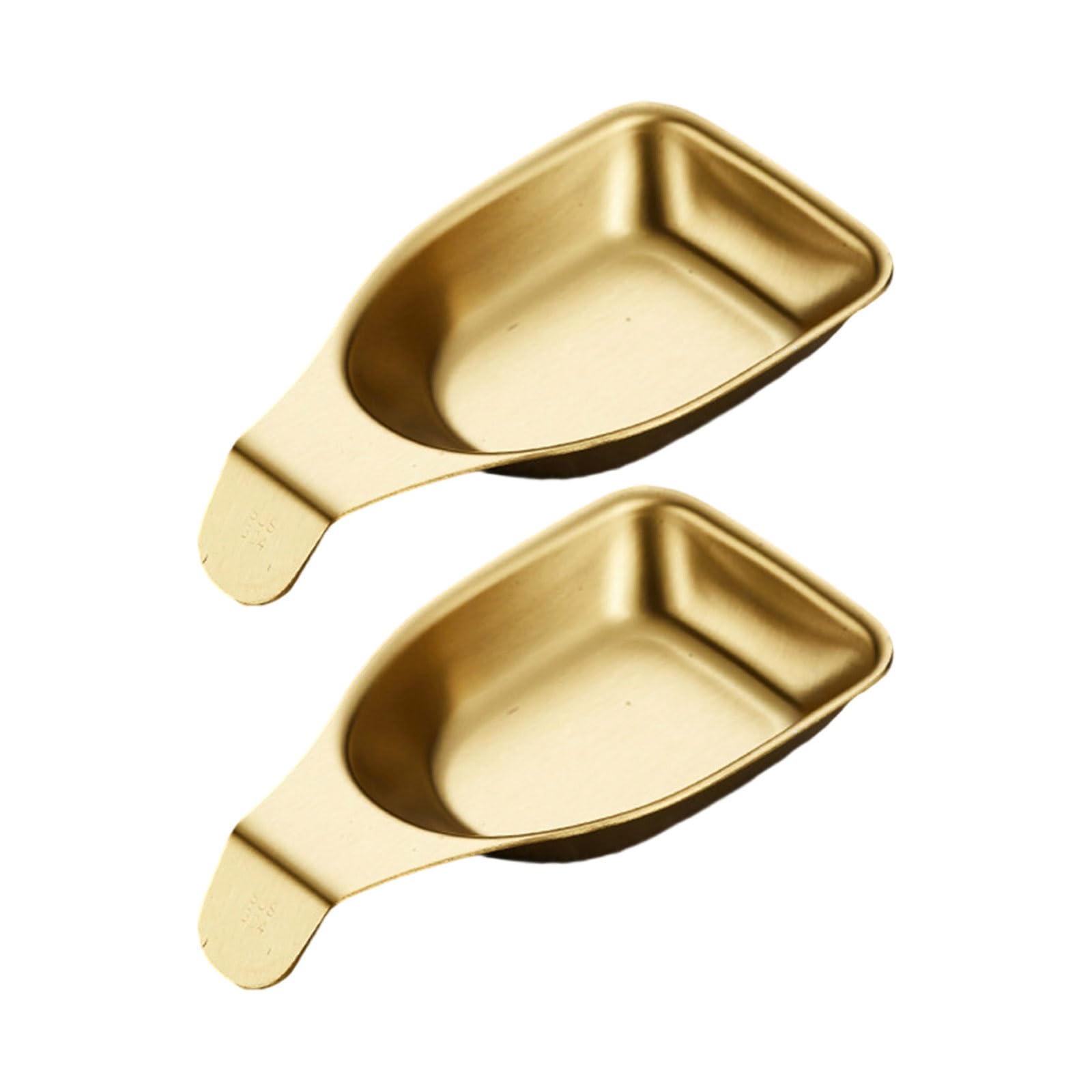 Elnwnnkc Gold 2 Pack Miniature Sauce Dishes, Stainless Steel Rustproof Appetizer Plates For Family Meals, Outdoor Dining, Bbq Nonslip Sauce Dipping Dishes