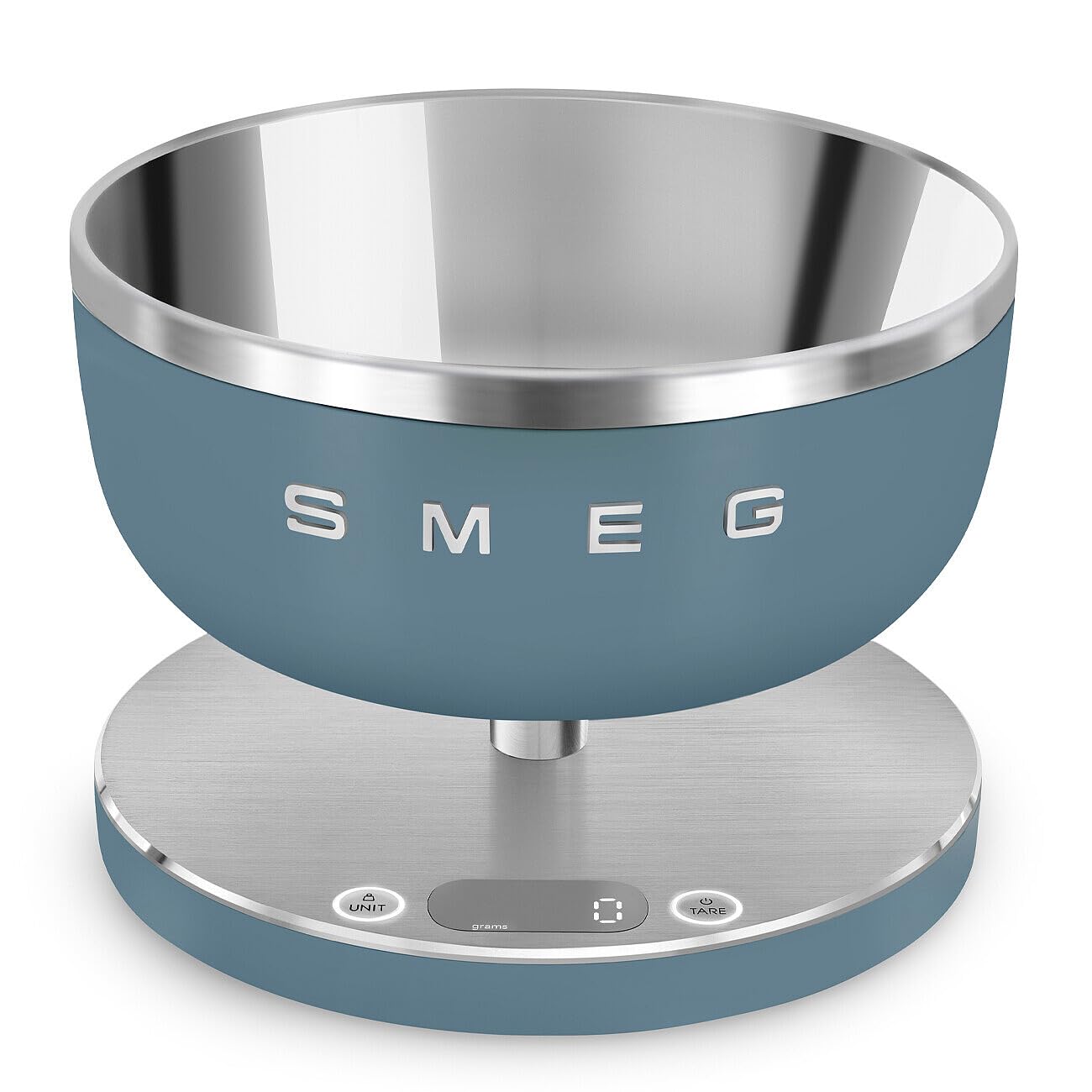 Smeg Collection 1.8L Digital Kitchen Scale with Removable Bowl, Four Units of Measurement, Rechargeable, Matte Storm Blue, KSC01SBMWW