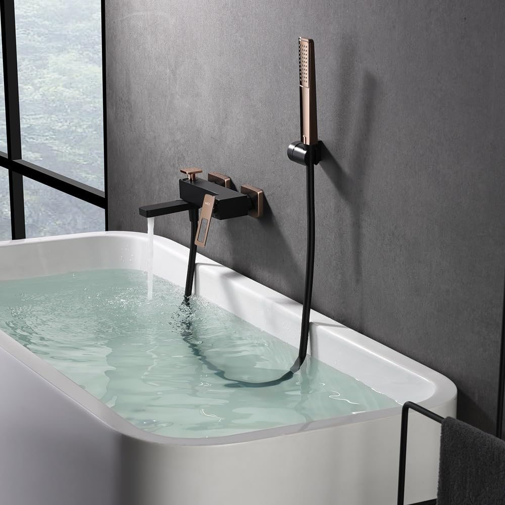 IMEX | Grifo de Baño y Ducha Negro Oro Rosa Serie Suecia Negro Mate