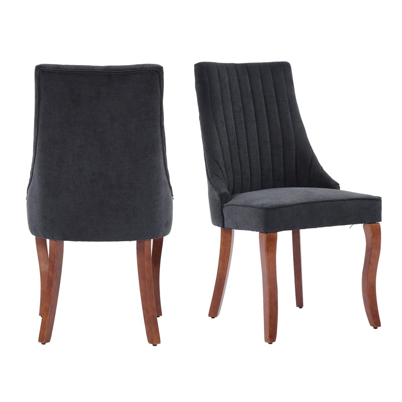 Aoowow Linen Upholstered Dining Chairs Set of 2,Farmhouse Channel Tufted Dining Chair,Mid Century Modern Accent Dinner Chairs,Armless Fabric Kitchen