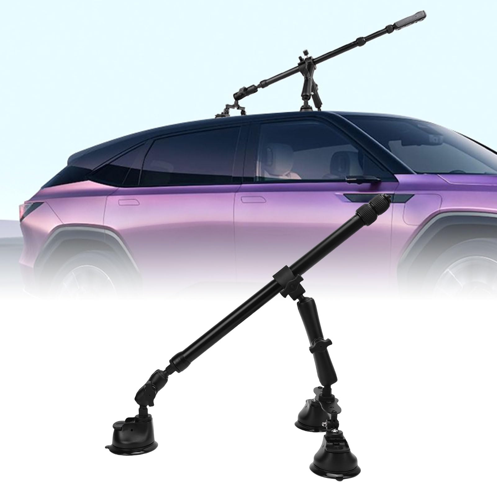 Kit di montaggio a ventosa compatibile con fotocamera X5 X4 X3 X2, supporto da tetto per auto con ventose in silicone da 3,3 pollici, braccio flessibile, bastone selfie 45-120 cm