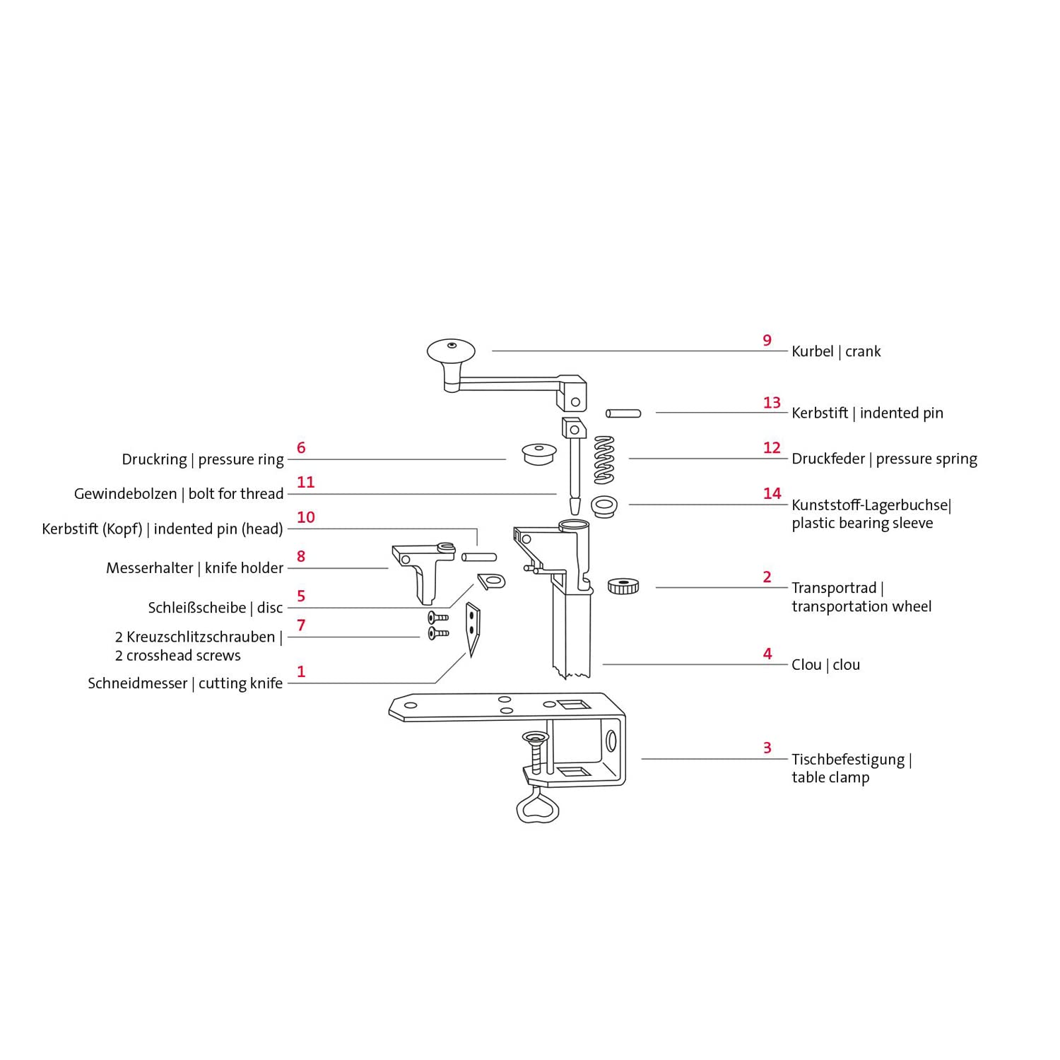 Westmark Zestaw: Otwieracz gastronomiczny do konserw, Mocowany do blatu + Zestaw części zamiennych, Do kuchni profesjonalnych; Długość: 84 cm, Stal/Stal nierdzewna, Sieger Clou 40, 198522E6