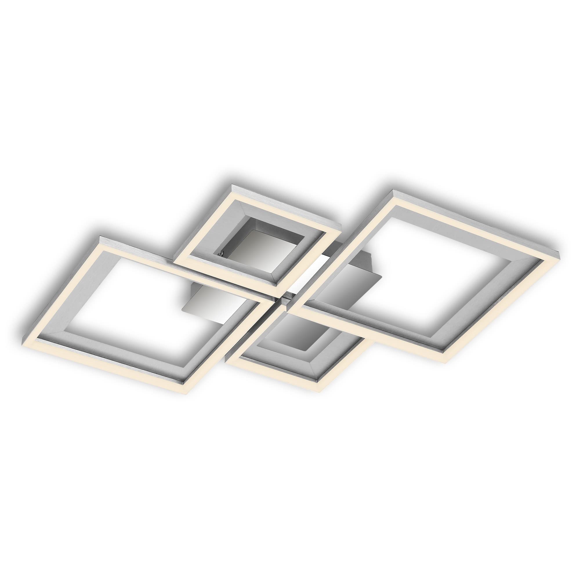 BRILONER - Lámpara de techo LED, regulable por pasos, lámpara de techo orientable LED, marco LED, rebajado, aluminio-cromo, 530x530x75 mm