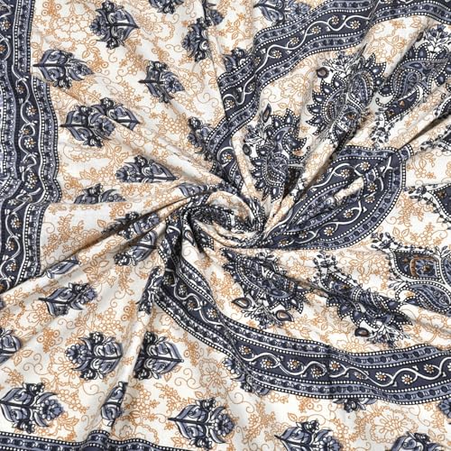 Image of KOUNDAL Rajasthani Jaipuri Sanganeri Printed 144 TC 100% Cotton Bed Sheet Set for Double Bed,Floral Print, Double Bedsheet Cotton with 2 Pillow Covers (Gray, King)
