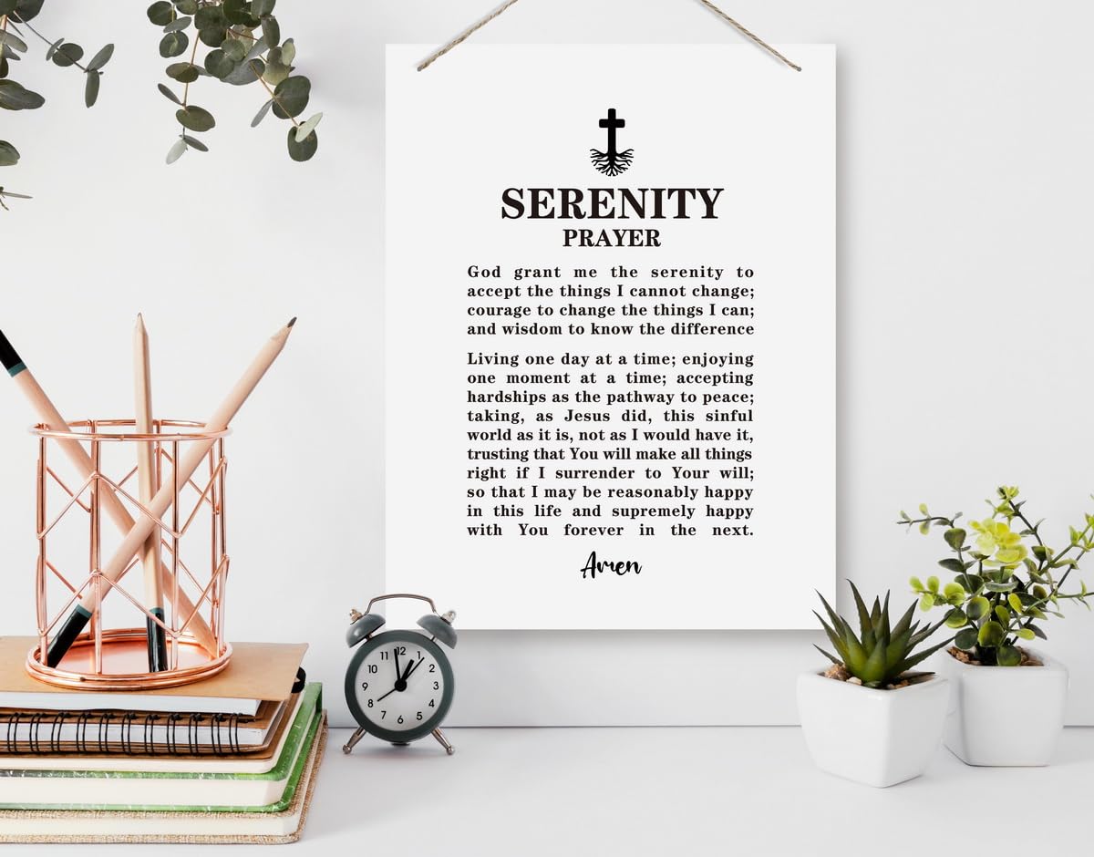 BQL Inspirational Wall Decor, The Serenity Prayer Wall Sign - God Grant me The Serenity to Accept The Things I Cannot Change, 8X10 inches, Modern, Engineered Wood 1