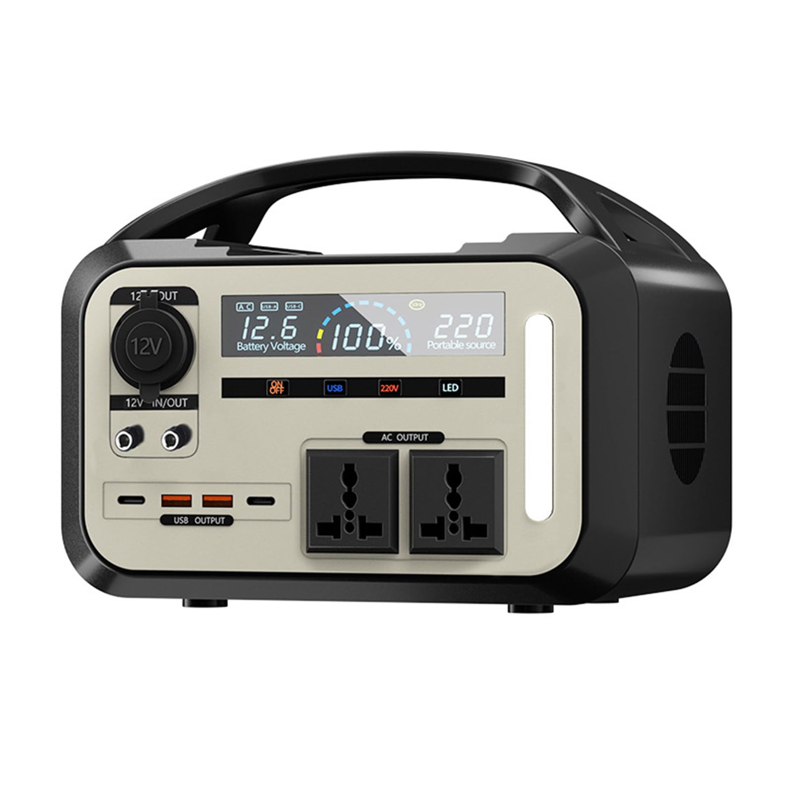 Alimentation Portable extérieure 220 V Haute capacité pour Camping, autonomie et Alimentation de Secours Domestique, 480 Wh + 900 W