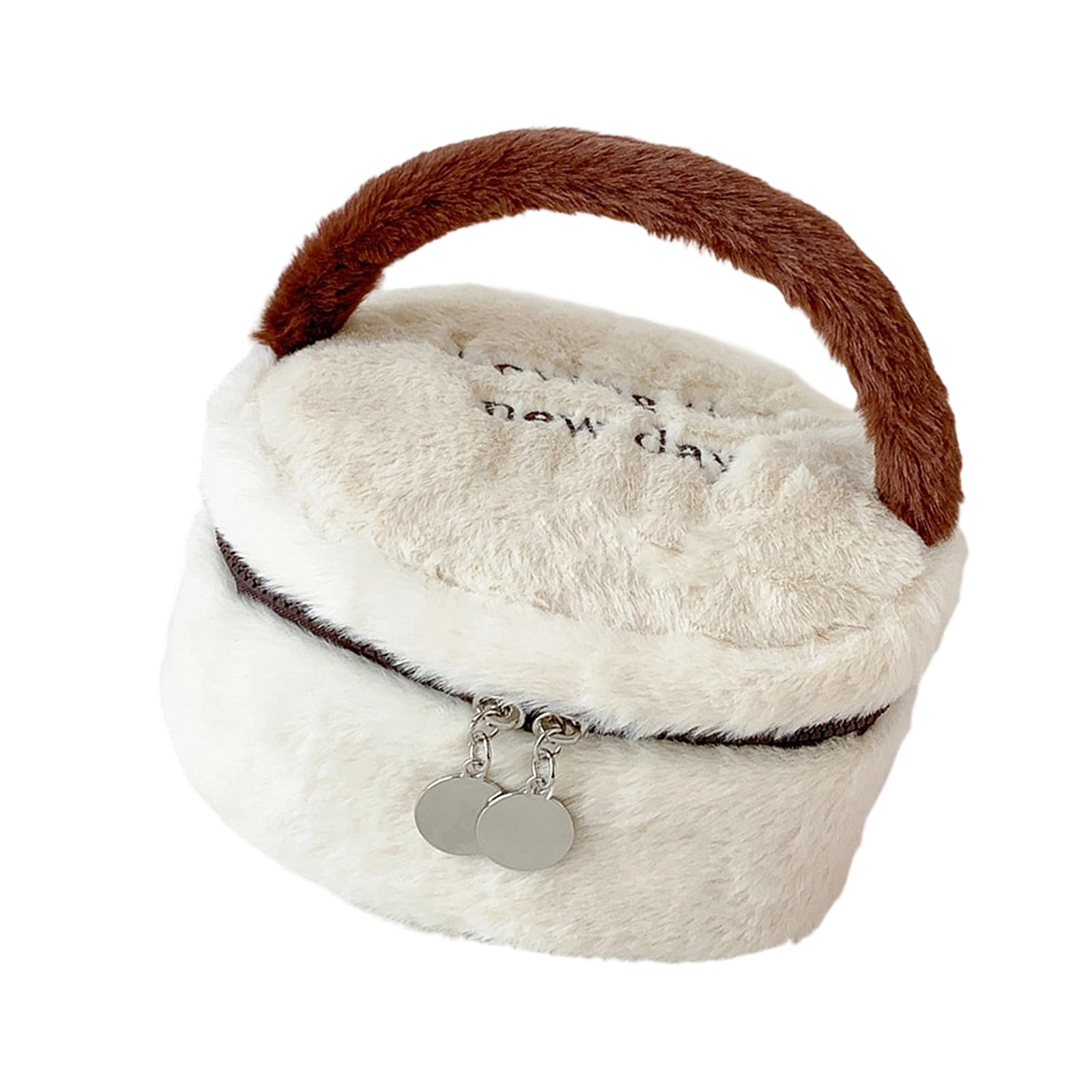 Nvoqilin Beige1 Multipurpose Plush Cosmetic Case With Sturdy Handles For Quick Access Travel Toiletry Bag