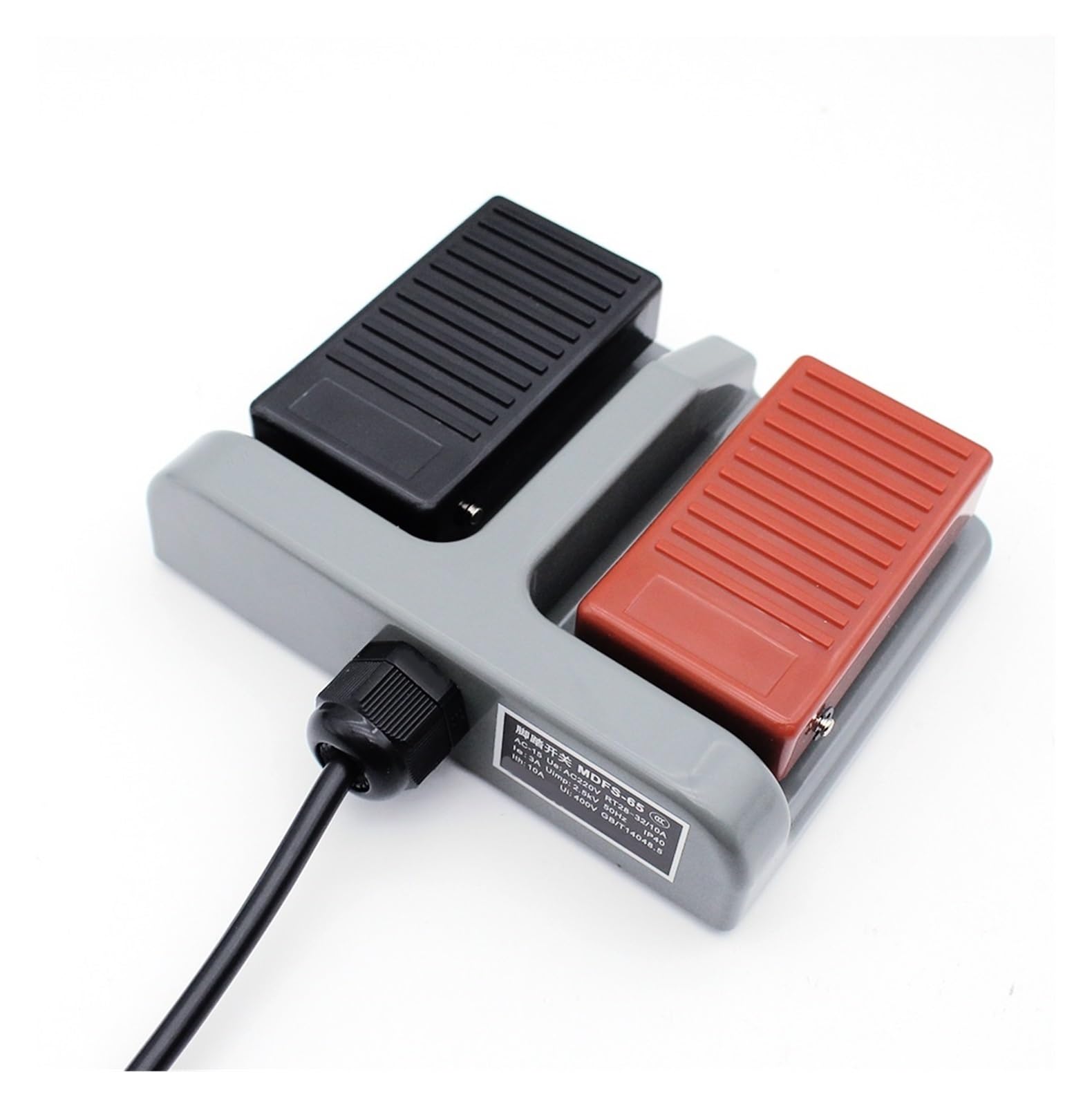 Interruptor de pedal doble MDFS-65 de alta durabilidad 3A 220VAC con cable continuo