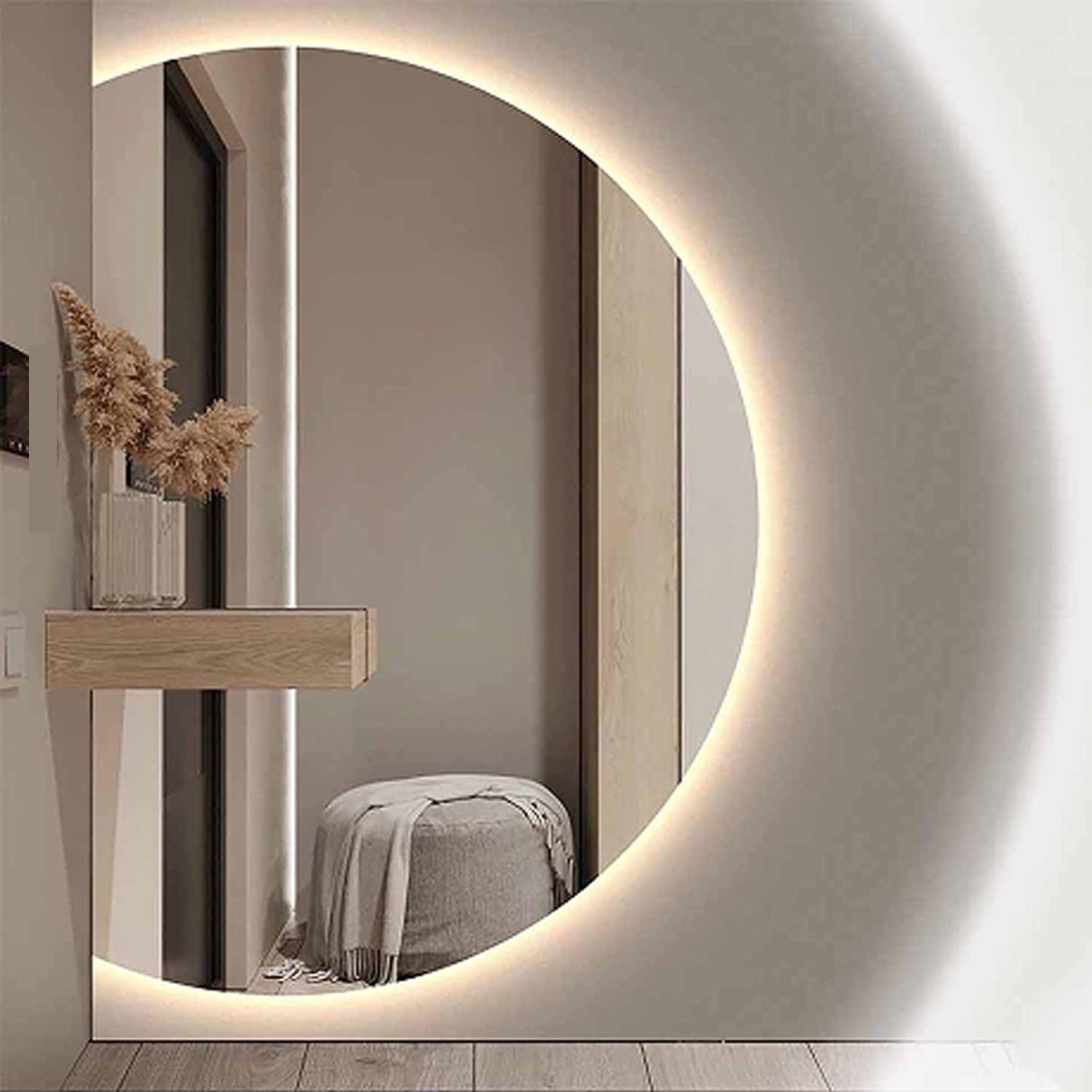 Nowoczesne 35 x 61 cm podświetlane lustro LED przeciwmgielne ściemniane z przełącznikiem dotykowym 3 opcje kolorystyczne, inteligentne lustro łazienkowe do sypialni i przedpokoju