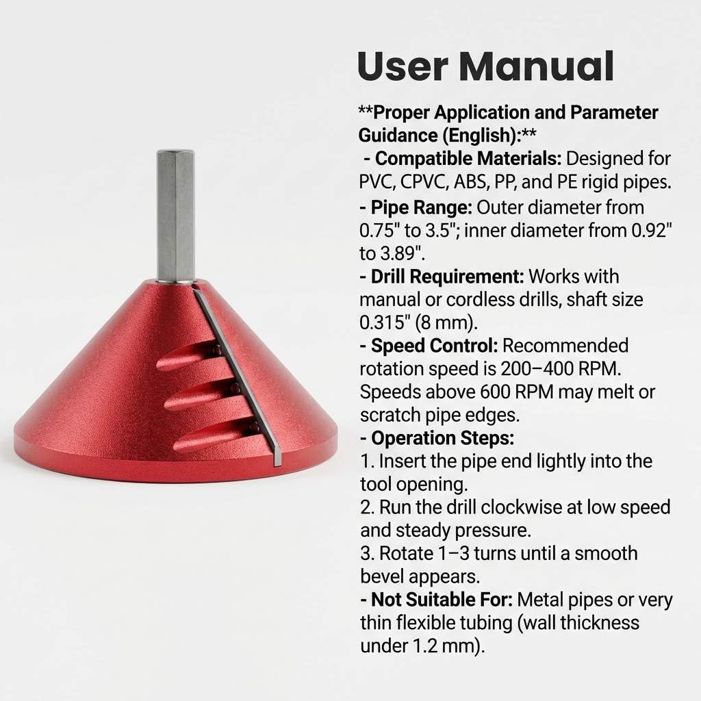 QWORK 2-in-1 PVC Pipe Deburring & Chamfer Tool - Inner/Outer Reamer Pipe Deburring Tool for 0.75" to 3.5" OD & 0.92" to 3.89" ID