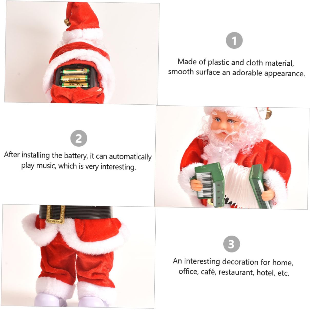 Papá Noel Eléctrico Rojo Juguete Navideño para Adorno Navideño de Plástico y Tela Decoración de Navidad sin Batería Obsequio Festivo para Hogar y Fiesta