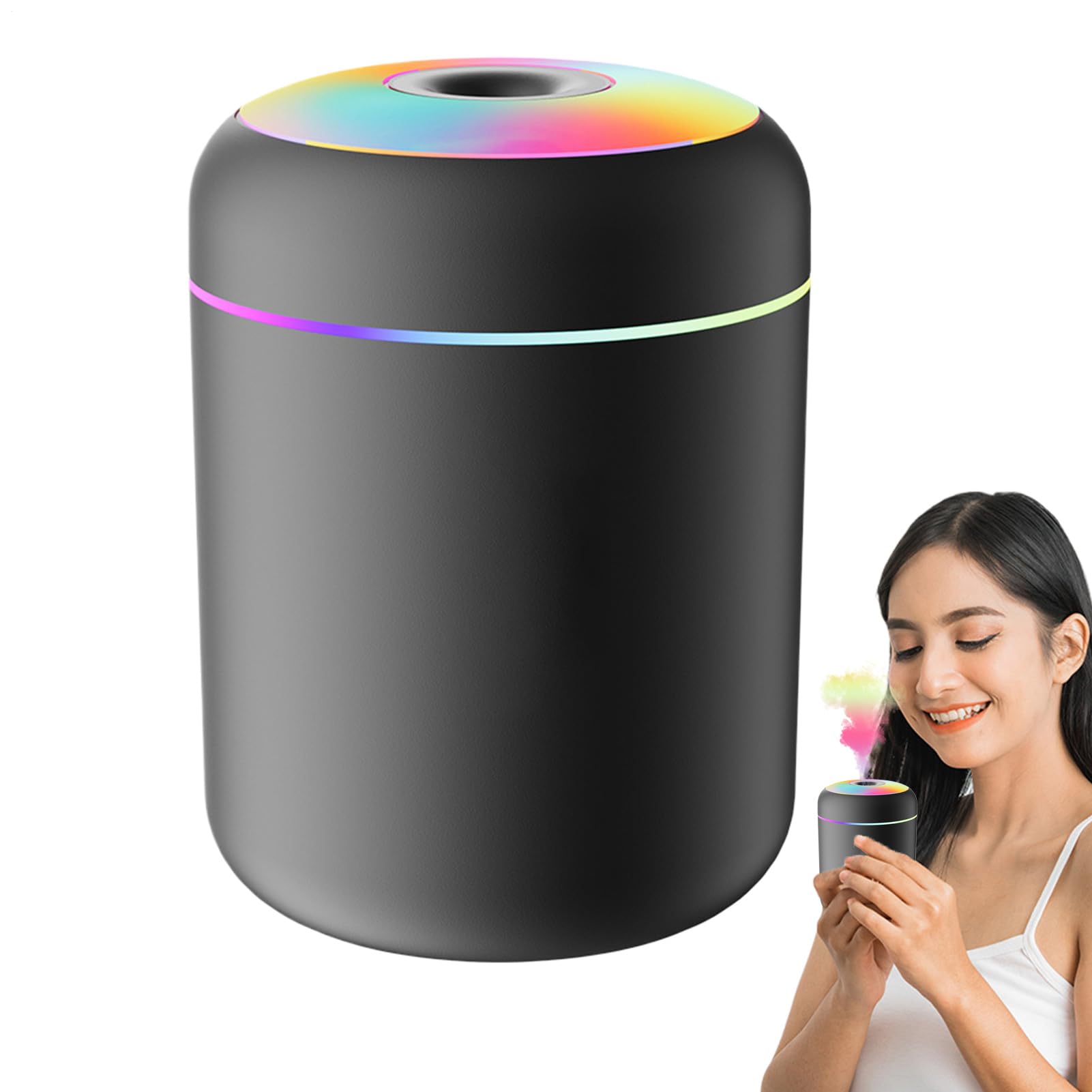 Humidificador para habitación de – Nebulizador alimentado por USB con luz, humidificador portátil | Humidificadores de 180 ml apto para ambientes grandes | Para salón, oficina, casa, sótano
